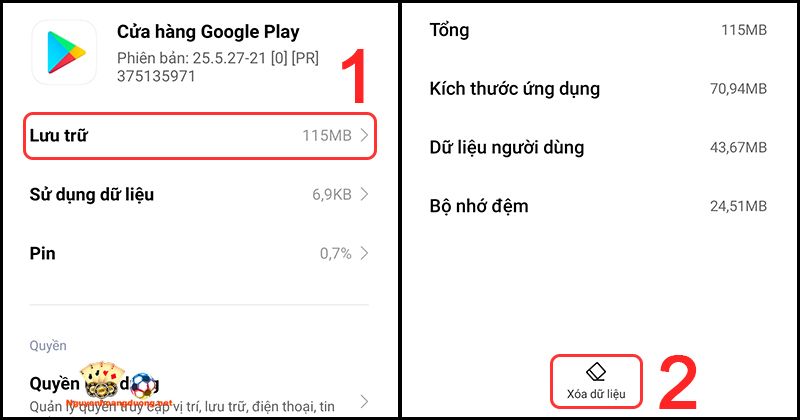 Tiến hành xóa dữ liệu cache ứng dụng