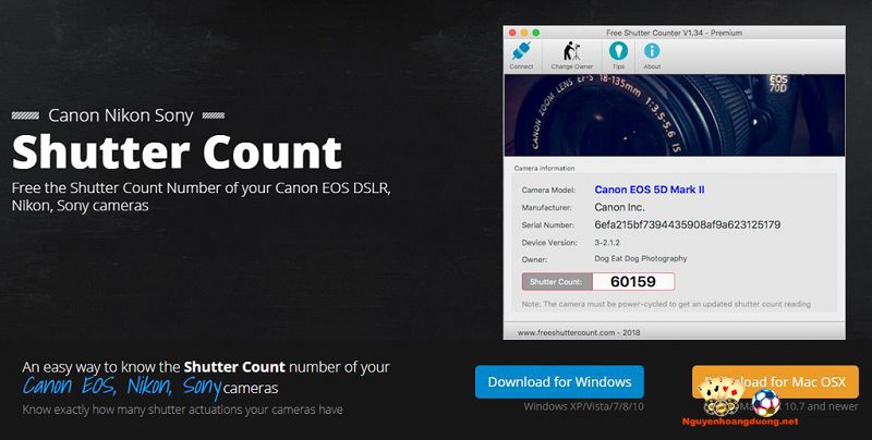 Cách check shot máy ảnh Canon bằng Free Shutter Count